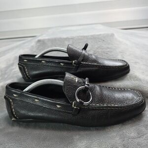 Spiegel Black Leather Driving Loafers Men's US Size 8.5 C Ring Strap Accents
